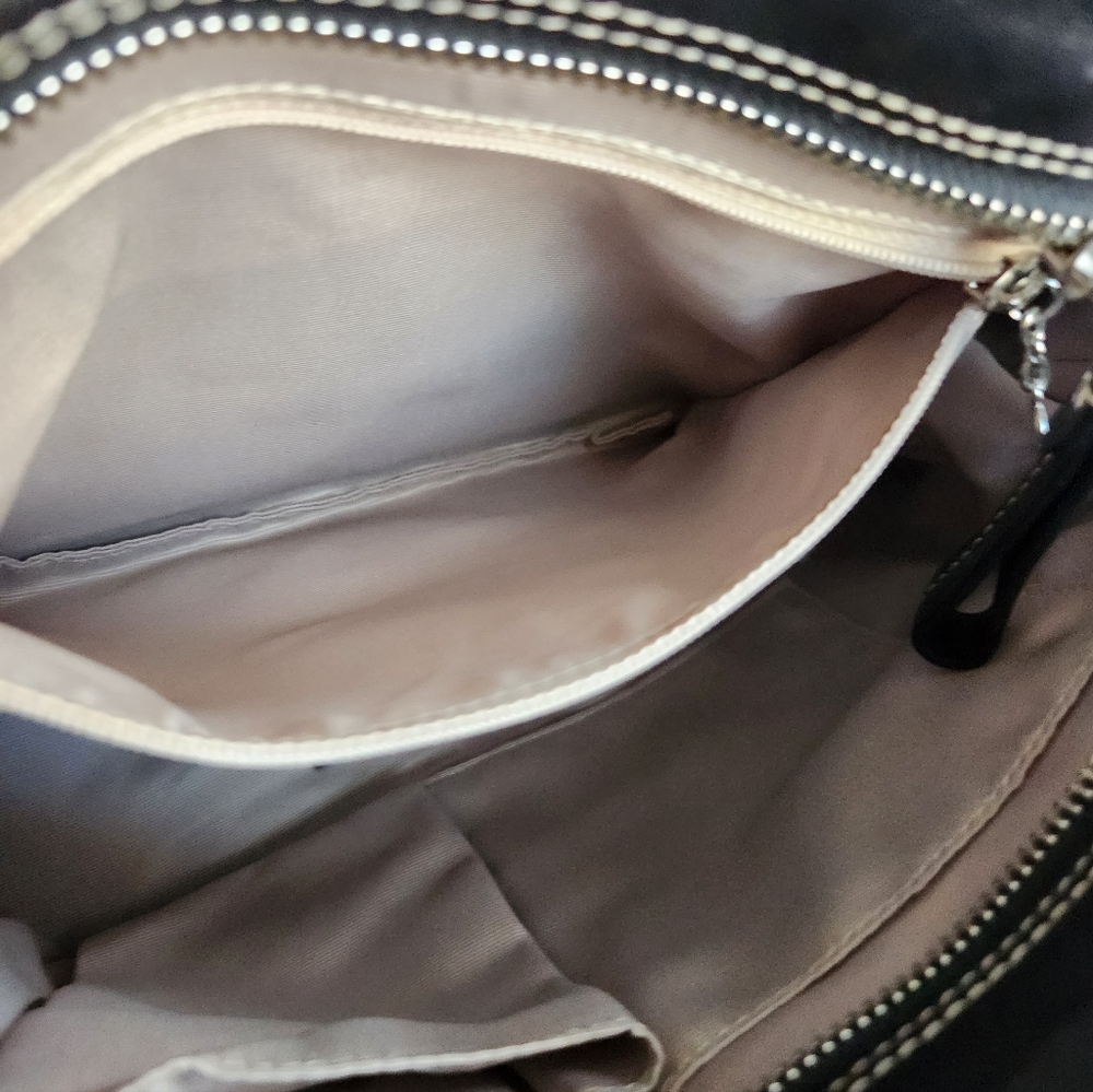 COACH HAMPTONS BRAIDED SATCHEL Black Pebbled Leather, silver-tone hardware EUC - Picture 5 of 13